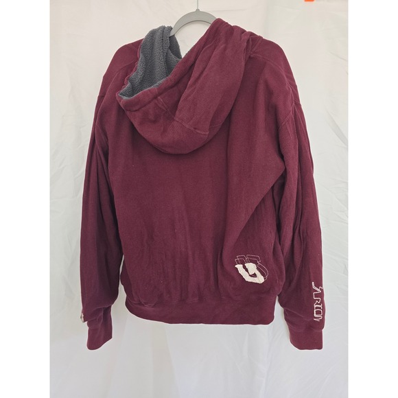 Burton Snowboards Mens Burgundy Thermal Fleece Lined Zip Hoodie Medium - Picture 4 of 7